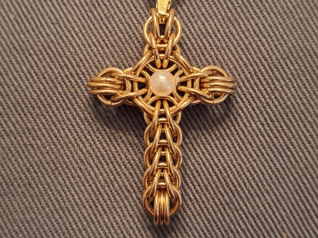 Brass Persian Chainmaille Cross
