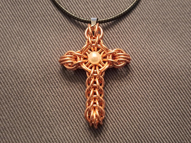 Copper Persian Chainmaille Cross